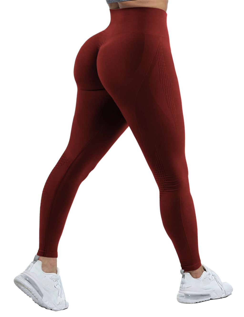 VELOUR Scrunch Butt Seamless Leggings — wine red ruched back booty-lifting gym leggings