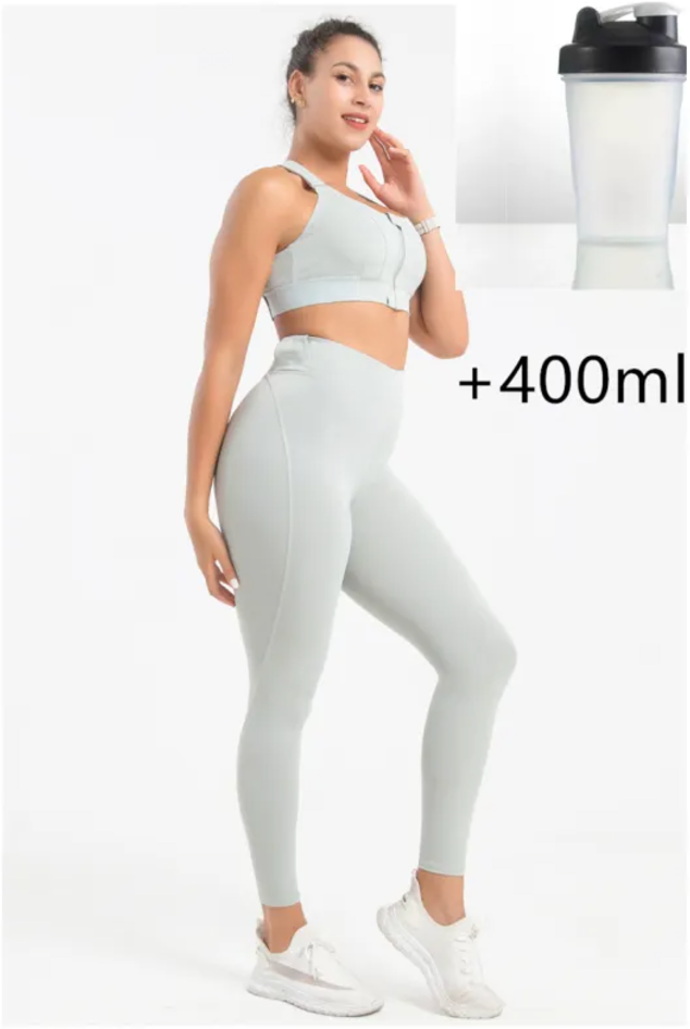 Seamless Wireless Push-Up Sports Bra with a Bottle