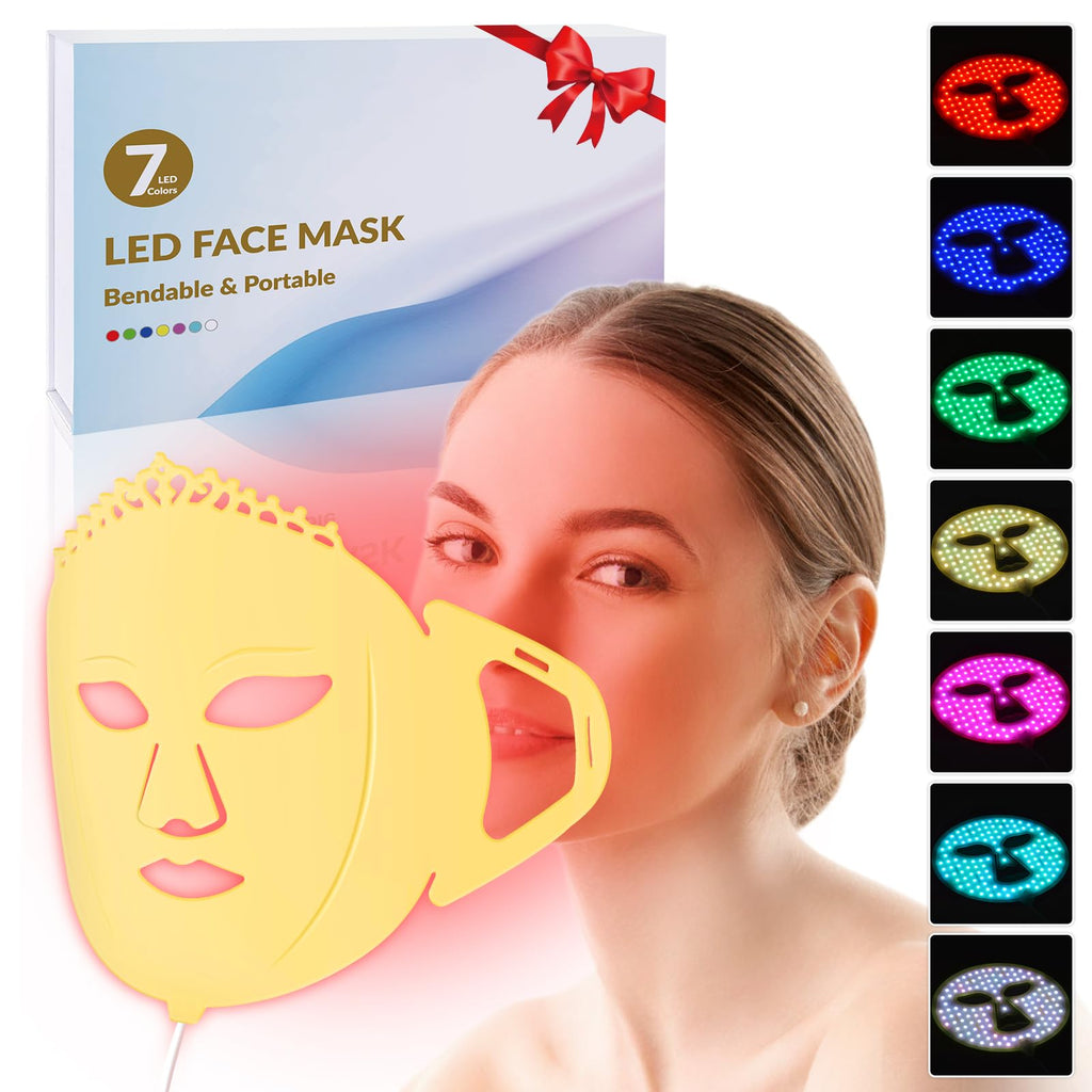 PORÉ Glow LED Light Therapy Mask 7 healing colors — silicone LED face mask for anti-aging and acne