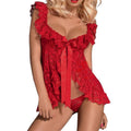 VELOUR Plus Size Lace Lingerie Set with Sheer Nightgown