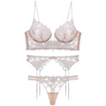 VELOUR French Lace Heavy Embroidery Lingerie Set — white intricate lace bra and panty set