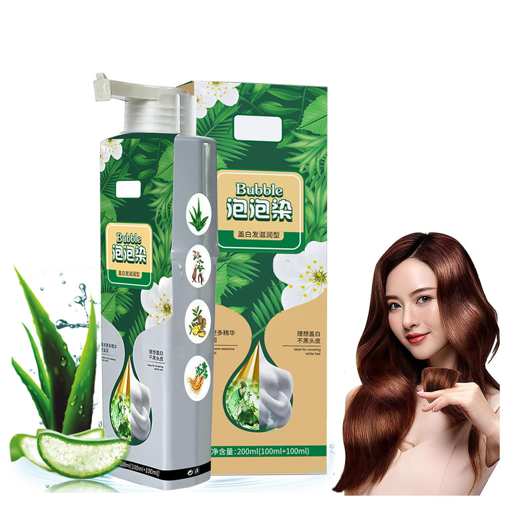 Plant-Based Bubble Hair Dye Shampoo for Gray Hair (Brown-Black)