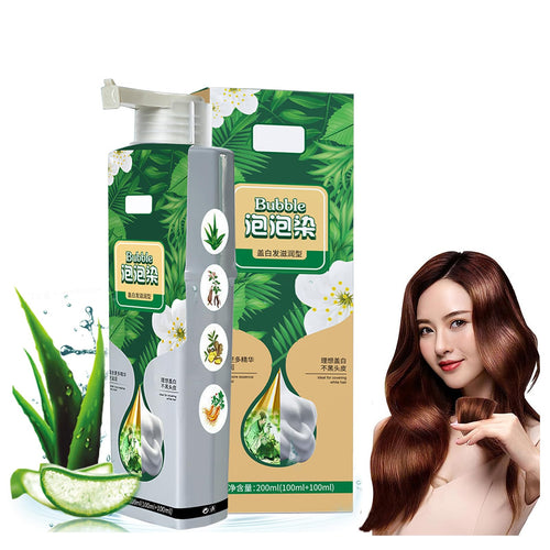 Plant-Based Bubble Hair Dye Shampoo for Gray Hair (Brown-Black)