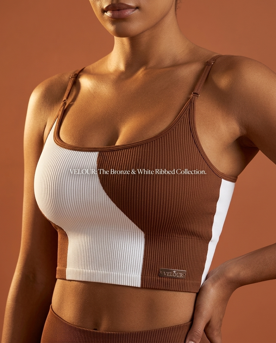 VELOUR 2-Pack Ribbed Crop Sports Bra — woman wearing the ribbed crop bra