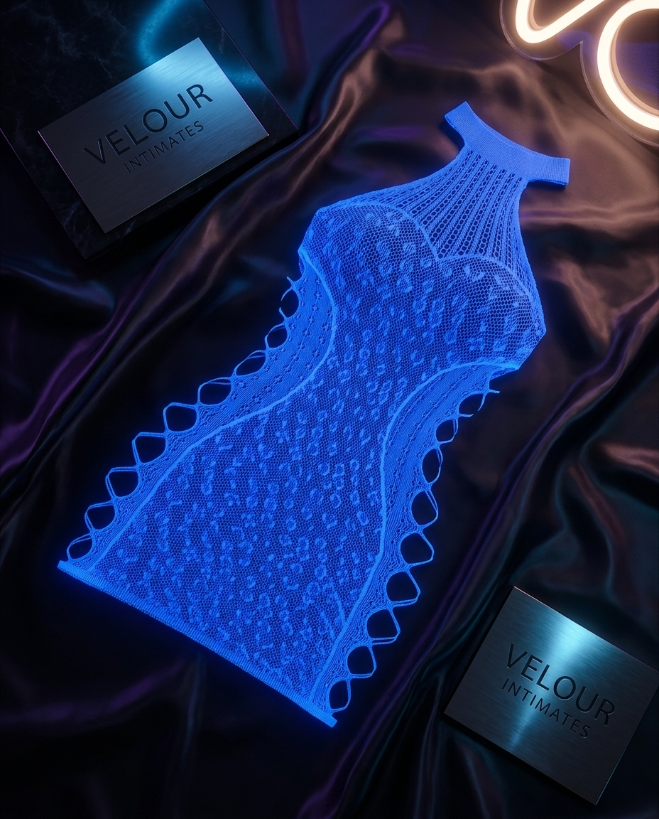VELOUR Glow-in-the-Dark Fishnet Babydoll flat lay