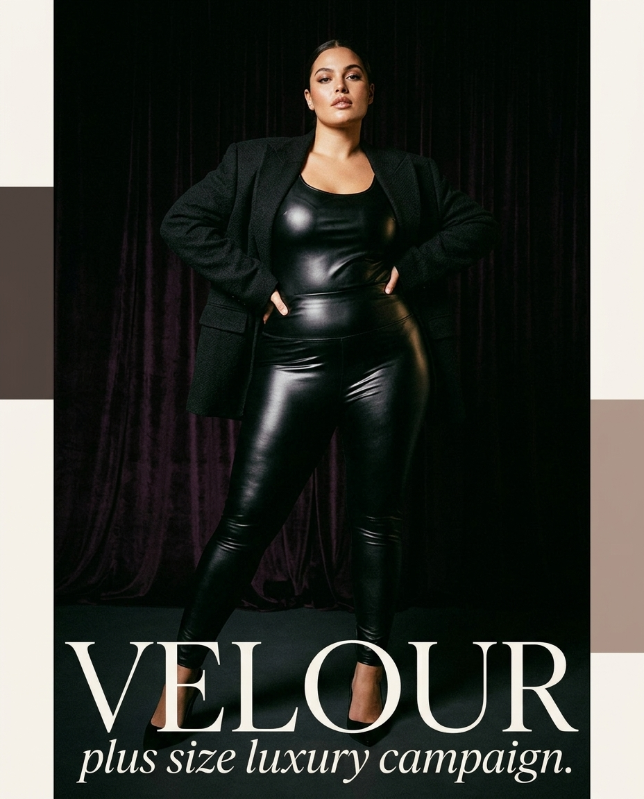 VELOUR Plus Size Leather & Leggings — woman wearing the set