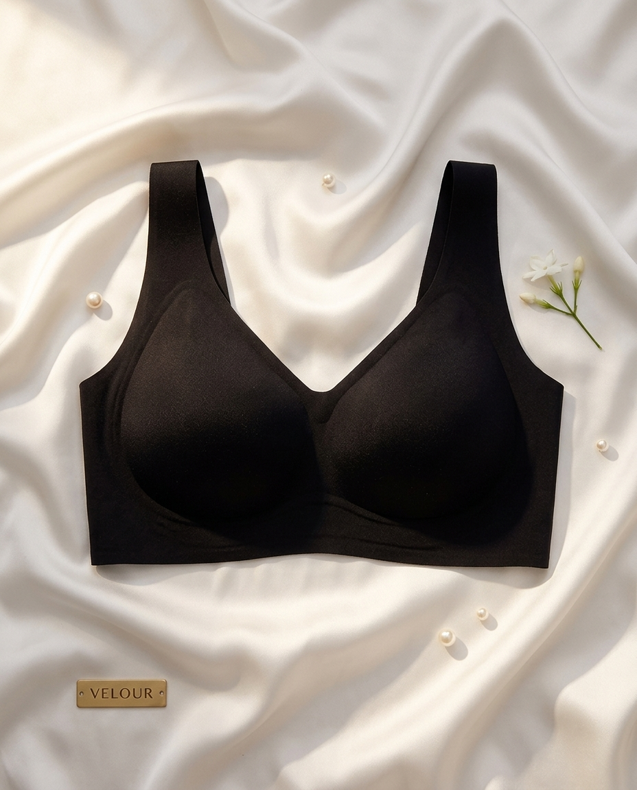 VELOUR Plus Size Seamless Push-Up Bra — flat lay